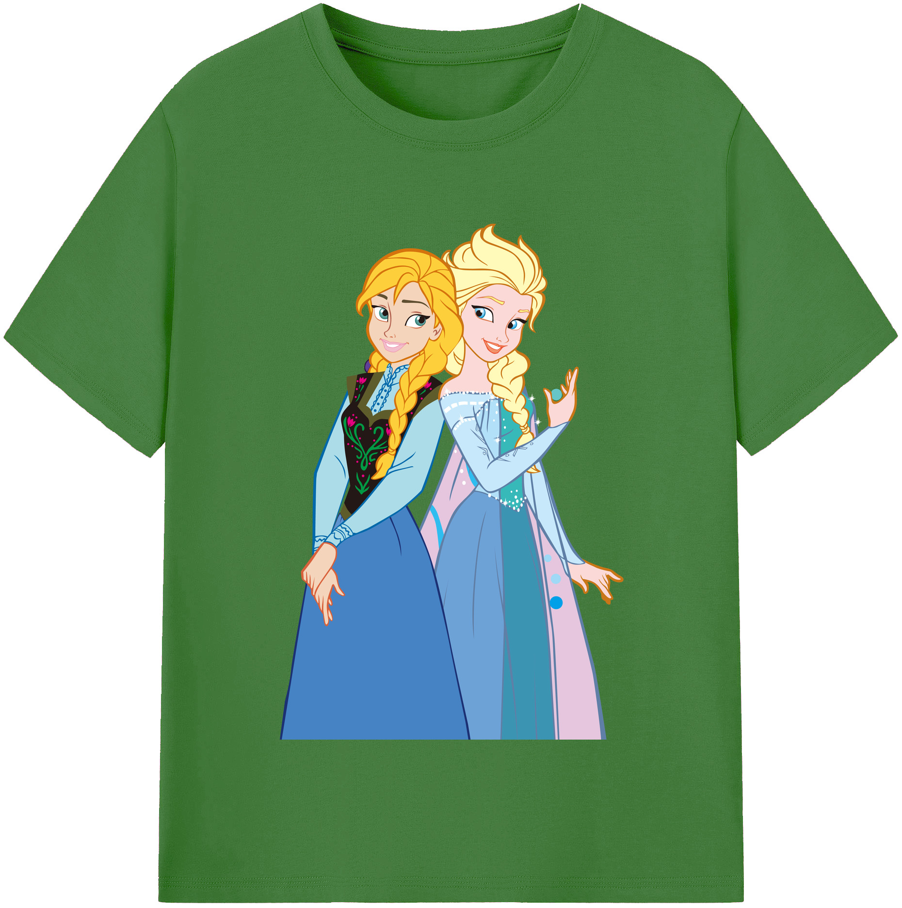 （画像用） アナと雪の女王 アンナ エルサ Frozen Anna Elsa レディースカジュアルプリントTシャツ（綿100％）
